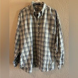 Alan Flusser green and blue plaid men's long sleeve shirt size XL